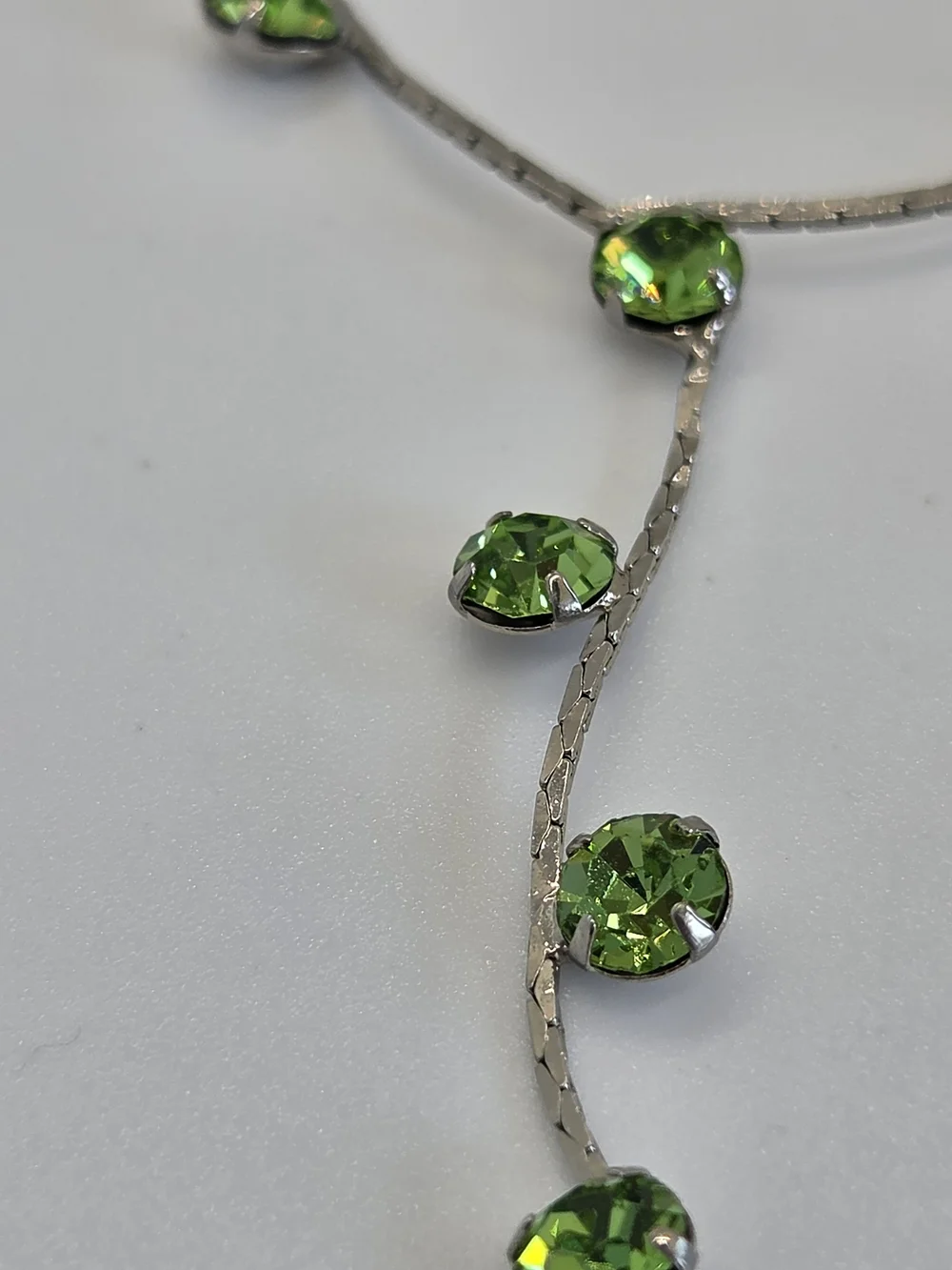 Green Crystal Drop Necklace and Earrings Set